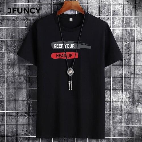 JFUNCY 2021 Summer Man Oversized T-Shirt Cotton Short Sleeve T-Shirts Letter Print Tshirt Man T Shirt Men Casual Breathable Top