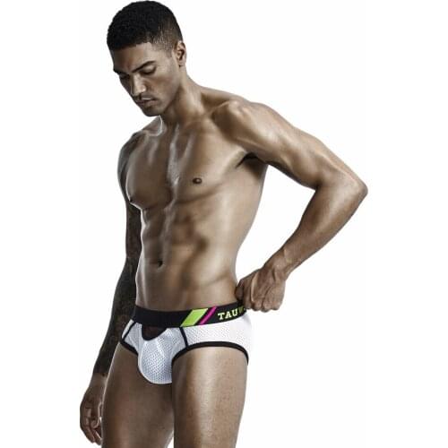 Mens Underwear Tight Breathable Low Waist Briefs Gay Panties Reveal Buttocks Wide Belt Sexy Back open underpants Masculina