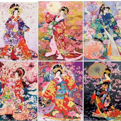 5D Diy Diamond Painting "geisha Japan" Crystal Embroidery Elegant Portrait Picture Cross Stitch Kits Mosaic Art Gift Home Decor