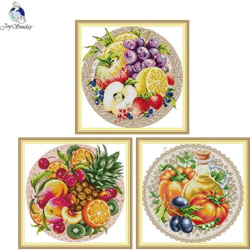 Fruit Disc series Cross-stitch Patterns Aida Canvas DMC 11ct 14ct cross stitch kits DIY Handwork Embroidery Needlework Sets