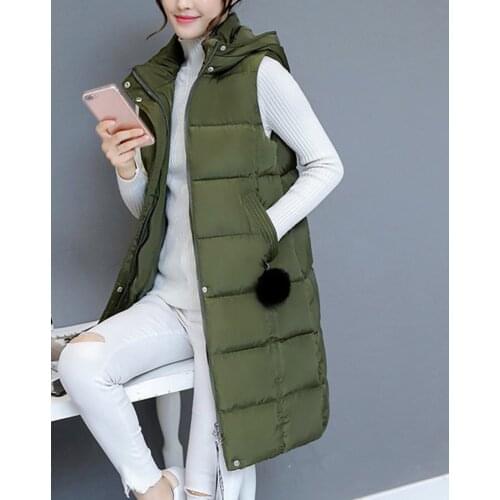 2021 New Winter Jacket Women ParkasHooded Warm Long Vest Coat Jacket Female Cotton Padded Parka Feminina chalecos Oversize