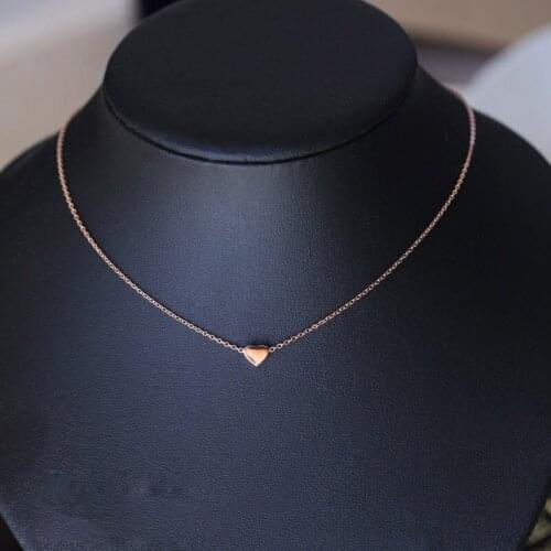 Love hearts Necklace Titanium steel Gold color girls Neck collarbone chain necklace