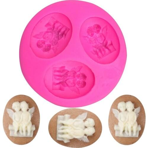 Couple angel Shape fondant silicone mold kitchen baking chocolate pastry candy soap Clay making cupcake decoration tools F0142