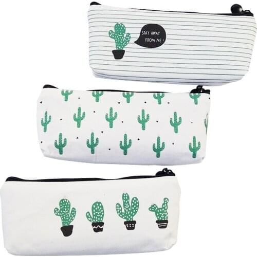 10 Pcs/lot Cute Cactus Pencil Case Canvas School Supplies School Cute Pencil Box Pencilcase Wholesale