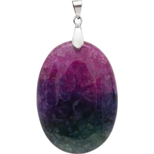 Agat Purple Natural Stone Pendant for Jewellery Oval Druzy Crystal Necklace Pendants Charms for Jewelry Making DIY Necklaces