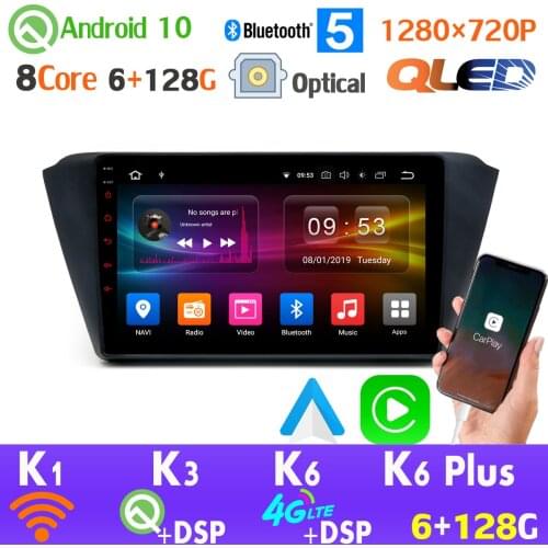 QLED 1280*720 6+128G Android 10 Car GPS Radio Player For Skoda Fabia mk3 SPDIF HDMI auto Head Unit 4G LTE WiFi AHD 1080P CarPlay