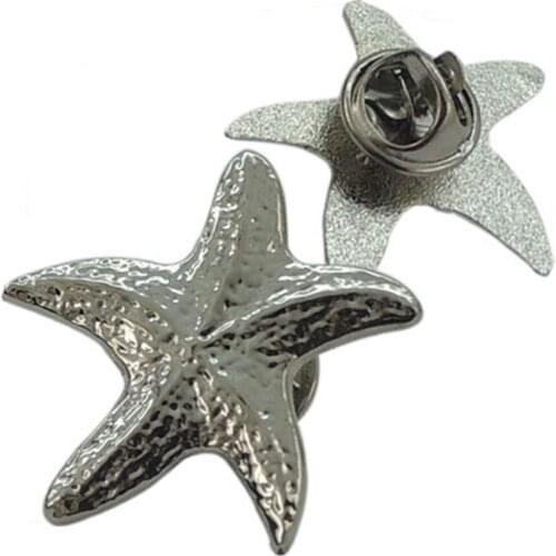 Manufacturer Promotional Souvenir Badge Plated Silver Starfish Badge