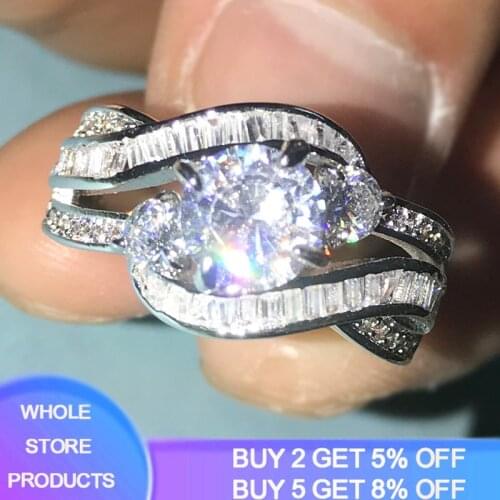 Luxury Brand Fashion 925 Sterling Silver Jewelry Cubic Zircon Crystal Engagement Wedding Rings For Women Anillo Bijoux JZ0015
