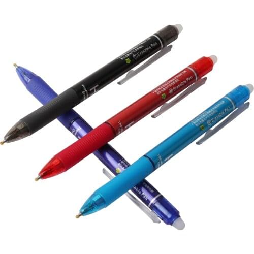 4PCS Gel Pen Rubber Erasable Pen Imported Ink Temperature Control Erasable Pen Blue-black Press Erasable Pens For School Office