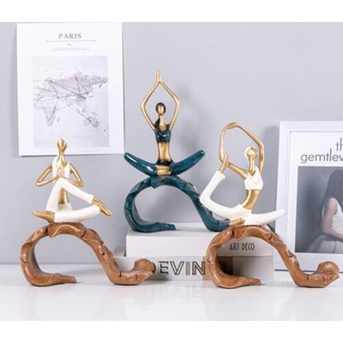 Home Decoration Abstract Art Resin girl Yoga Poses Figurine Lady Figure Statue Decor Ornament Wedding Crafts Gift