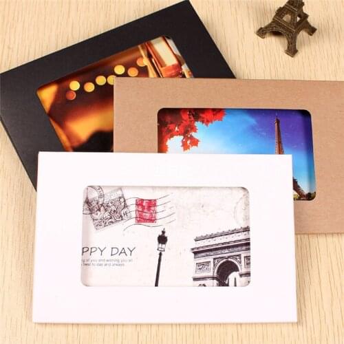 10.2*15.5*0.5cm Kraft Paper Foldable Photo Display Box Postcard Box With Window Greeting Card Party Packaging Window Boxes