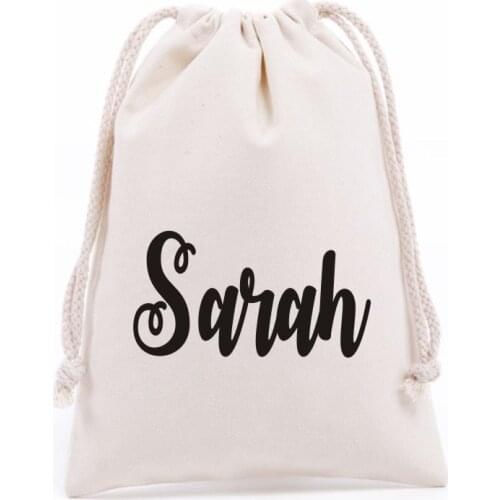 Free Shipping Personalised Cotton Bag Eco friendly Name Bag Custom LOGO Wedding Favor Underwear Swimwear Accessory Cosmetic Bag