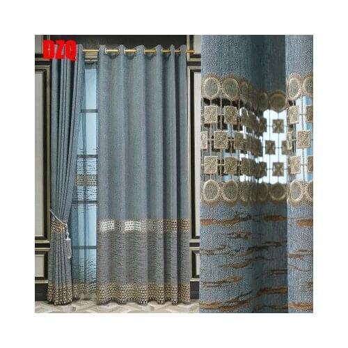 Water soluble hollowed out embroidered curtain chenille European style high grade curtain living room bedroom French window shad
