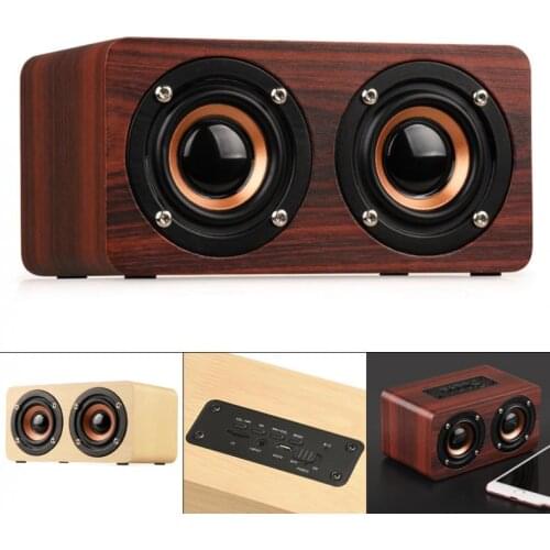 W5 10W 52MM Double Horn Wooden 4.2 Bluetooth Speaker with AUX Audio Playback and Micro-USB Interface for Mobile Phone / PC