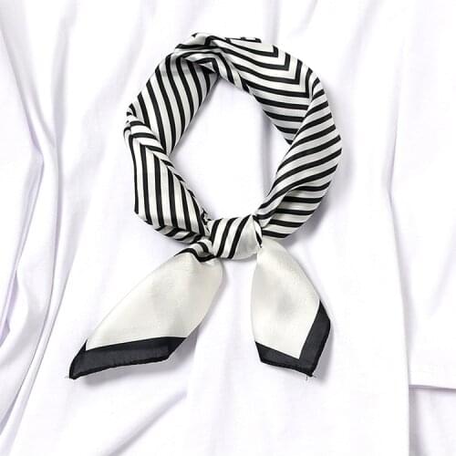 Yishine 58*58cm Summer Elegant Lines Printed Small Square Neck Collar Scarf Women Fashion Hair Scraves for Ladies