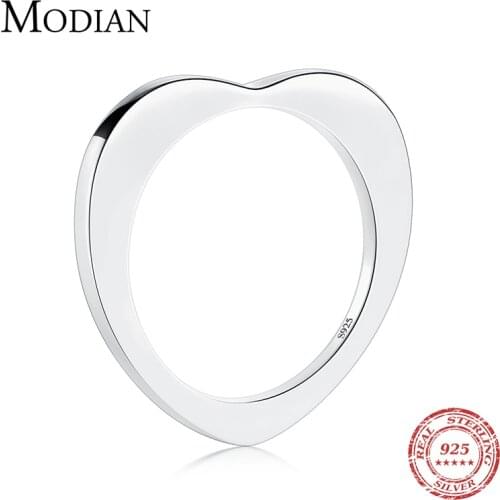 Modian Special Design Hot Real 925 Sterling Silver Heart Fashion Ring Simple Classic Ins Style Finger Rings For Women Jewelry