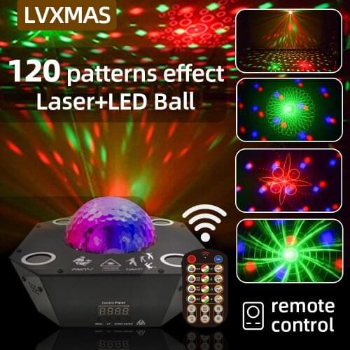 120 Patterns Projection Lights Disco Laser Light Crystal Magic Ball Led Voice Control Stage Effect Lamp Stroboscope Party Bar
