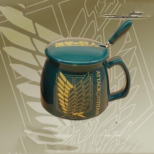 350ml Anime Shingeki no Kyojin Attack on Titan Jiyuu no Tsubasa Mug Cup Gold Stamping Ceramic Water Cup Fashion Cosplay Gift