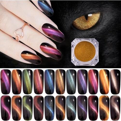 1BOX 3D Cat Eye Dip Powder Nail Art Mirror Magnetic Pigment Dust Chrome Nails Glitter Manicure Accessory Nail Art Decor