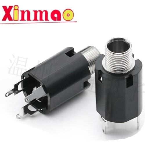 5pcs pj631-3p-6.35mm headphone connector female microphone audio power amplifier plug three pin straight plug