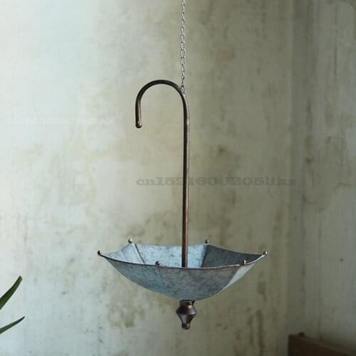 American Retro Bird Feeder Metal Iron Umbrella Hanging Bird Feeder Garden Sundries Decoration Courtyard Ornaments