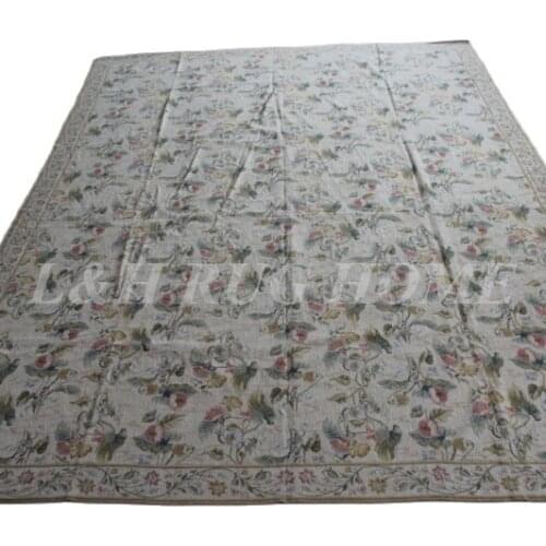 Free shipping 10+15K 9'X12' classical needlepoint rugs, 100% New Zealand wool rugs rice stitched hand knotted rugs