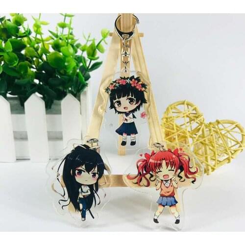Anime Shirai Kuroko Saten Ruiko Keychain Cosplay Acrylic Figure Key Chains Decoration Collection Model Toy Double Side Cosplay