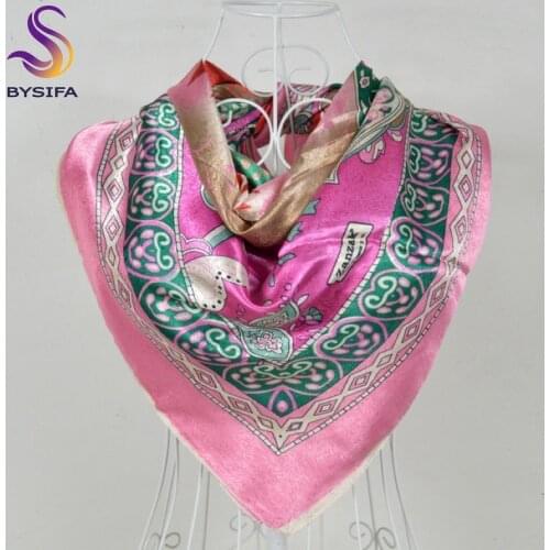 [BYSIFA] New Jacquard Square Scarves Wraps 110*110cm Fashion Apparel Accessories Luxury Silk Scarf Shawl Muslim Head Scarf Cape