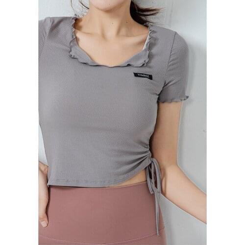 Quick Dry Fitness Gym Crop Tops Sport Wear Solid Sports Shirts 2021 Women Short Sleeve Running Shirts Slim Running Yoga T-shirts