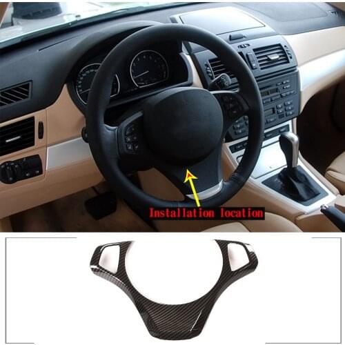 For BMW X3 E83 2006-2009 Car Steering Wheel Decoration Frame Trim Sticker ABS Car Accessories (Original car with bright strips)