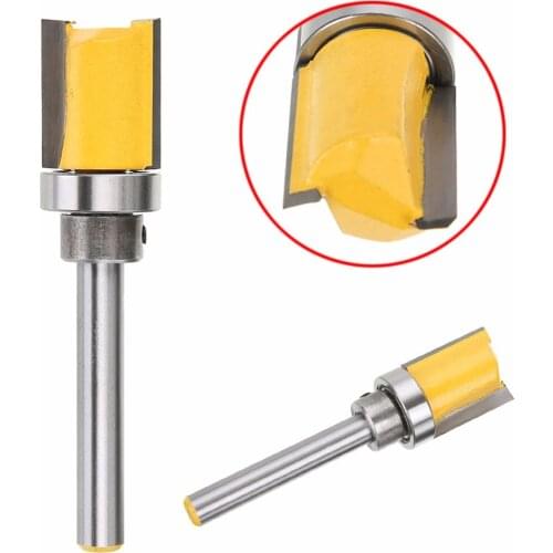1/4" Shank Flush Trim Template Router Bit Woodworking Cutter Tool 5/8X3/4" Wood Drilling Trimming Tools Cleaning Flush Trim