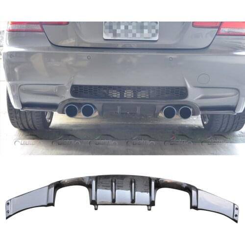 H Style Carbon Rear Bumper Diffuser Lip Fins Spoiler Wing Splitter For BMW 3 Series E92 E93 M3 2007-2012