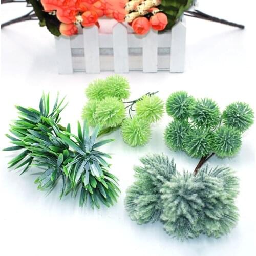 6 pcs Décoration de plantes artificielles Couronne de mariage Accessoires de décoration de la maison Boîte-cadeau de bricolage