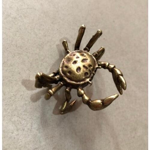 CHINA antique Pure copper fengshui lovely Crab small Statue Metal crafts family decorations pendant