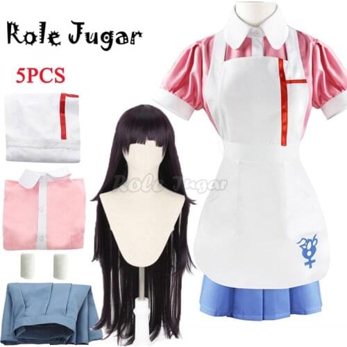 Danganronpa Mikan Tsumiki Cosplay Costume Halloween Carnival Dangan Ronpa 2 Costumes Maid Uniform Shirt Skirt Apron Bandage Set