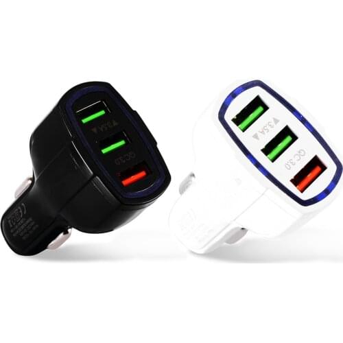Micro Usb 3 USB Ports 3.0 Quick Adapter Car Charger Mobile Phone Electronics Auto Motorcycle Accessories Tablet Fast Charging DD