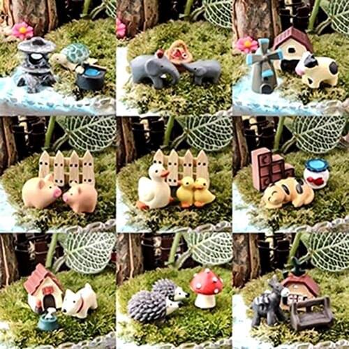 Snowman Snail Owl Animals Miniatures Figurines Mini Craft Figurine Plant Pot Garden Ornament Miniature Fairy Garden Decor DIY
