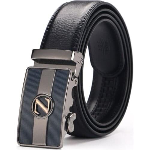 Male Genuine Leather Automatic Buckle Belt High Quality Designer Luxury Brand Vintage Strap Waistband Mans Leather Z Belt