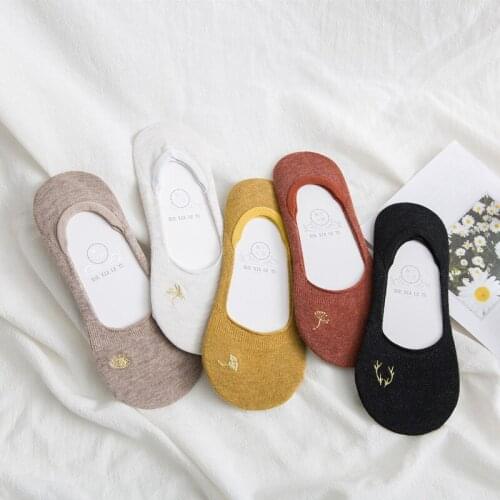 5Pairs/lot Invisible Socks low cut Non-slip Solid Ladies Socks Cotton Boat Shallow Sock Silppers for Girls Women Meias Feminino