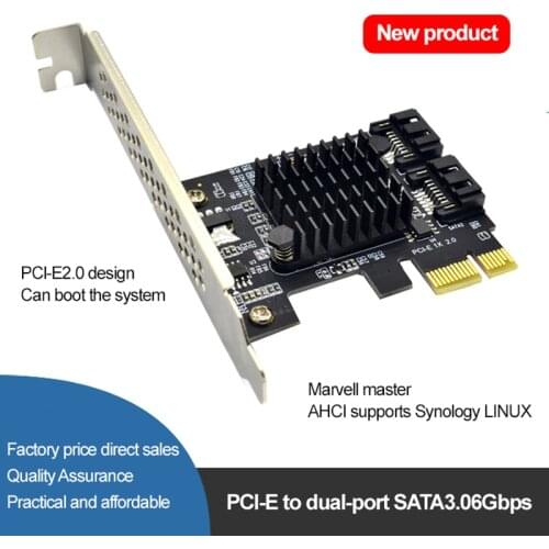 New PCIE To SATA 3 Expansion Card Add On Card Controller Dual SATA Port PCI Express Adapter Card Windows10/8/7/XP/2008/Linux