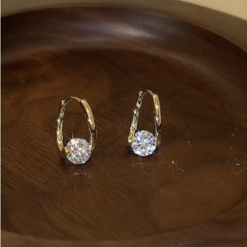 2021 New Simple Single Zirconia Earrings For Women Girls Korean Style Delicate Chic Jewelry Earings Wholesale