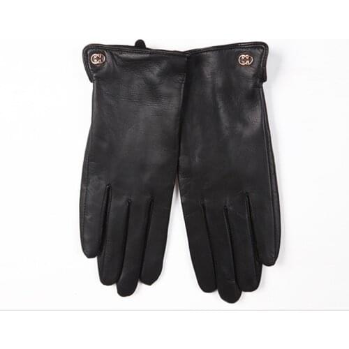 Autumn And Winter Real Leather Gloves Ladies Thin Warm Driving Gloves Short Paragraph Sheepskin Gloves Touch Screen TL27003-5