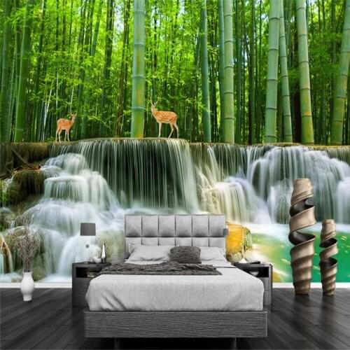 Beibehang Custom 3d wallpaper bamboo forest aquatic life 3d landscape wallpaper sofa living room bedroom tv backdrop
