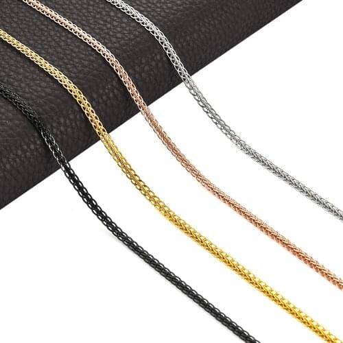 Width 3MM Stainless Steel Gold/Silver/Rose Tone/Black Embossed Chain Popular Fashion Ladies Men Accessories Jewelry Gifts