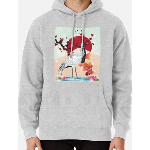 In Japan hoodie long sleeve Asia Asian Beauty Bird Blooming Bloom Branch Bright Carp Koi Carp Cherry