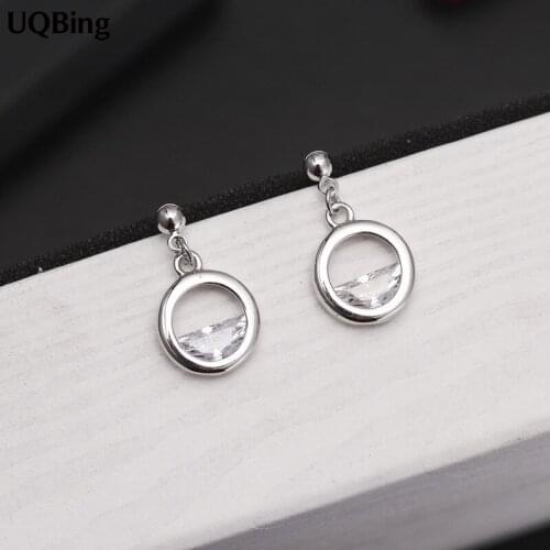 Wholesale Sterling Silver Round With Crystal Jewelry Earrings 925 Sterling Silver Stud Earrings Brincos Pendientes de plata