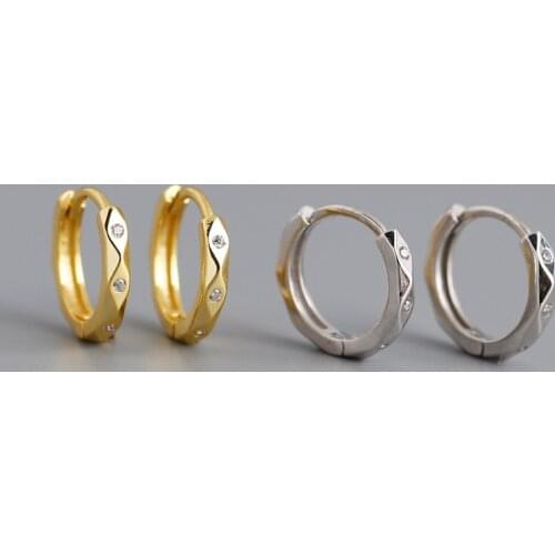 925 Sterling Silver Earrings Fashion Geometric Zircon Ear Ring Ear Bone Ear Buckle Wild Punk Simple Female Silver Ear Jewelry