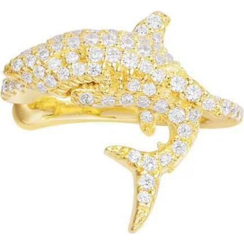 SLJELY 1PC New Collection 925 Sterling Silver Egyptian Shark Ear Cuff Cubic Zirconia Clip Earrings Women Fine Jewelry Gift