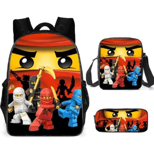3Pcs/Set Ninjago School Bag For Boys Girls Movie Cartoon Backpack Children School Set Schoolbag Kids Gift mochilas