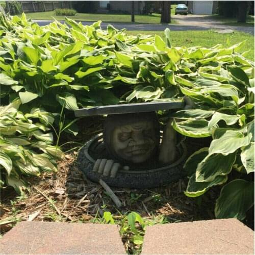 The Dweller Below Garden Statue Resin Sculpture Ornament Outdoor Decor Crafts Two-tone Stone Finish Home Garden Decoration